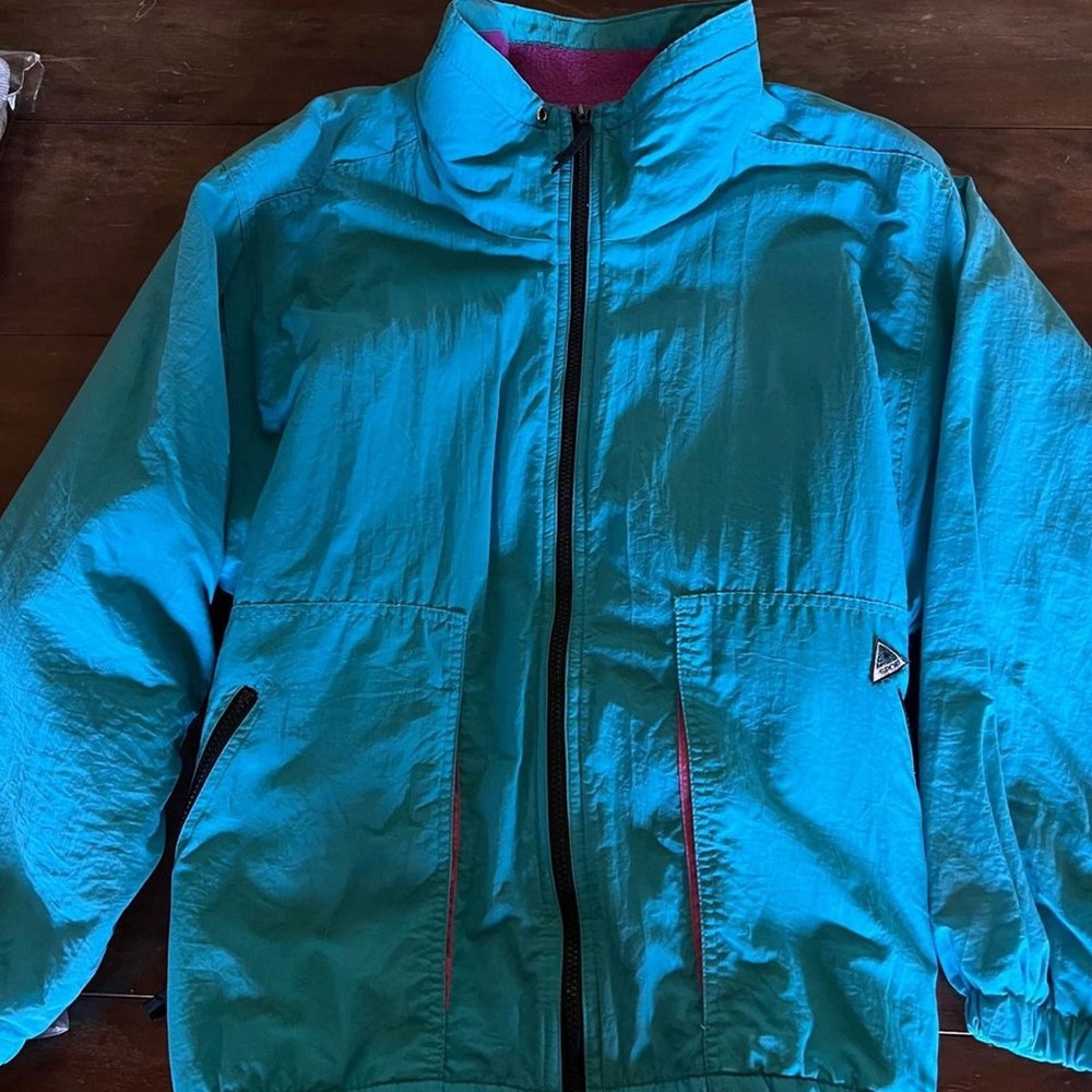 Vintage Pacific Trail Sport Windbreaker Jacket Teal Purple Fleece Lined Large - Picture 3 of 10